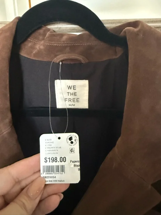 WE THE FREE Brown Suede Blazer - Classic Single-Button - Picture 2 of 3